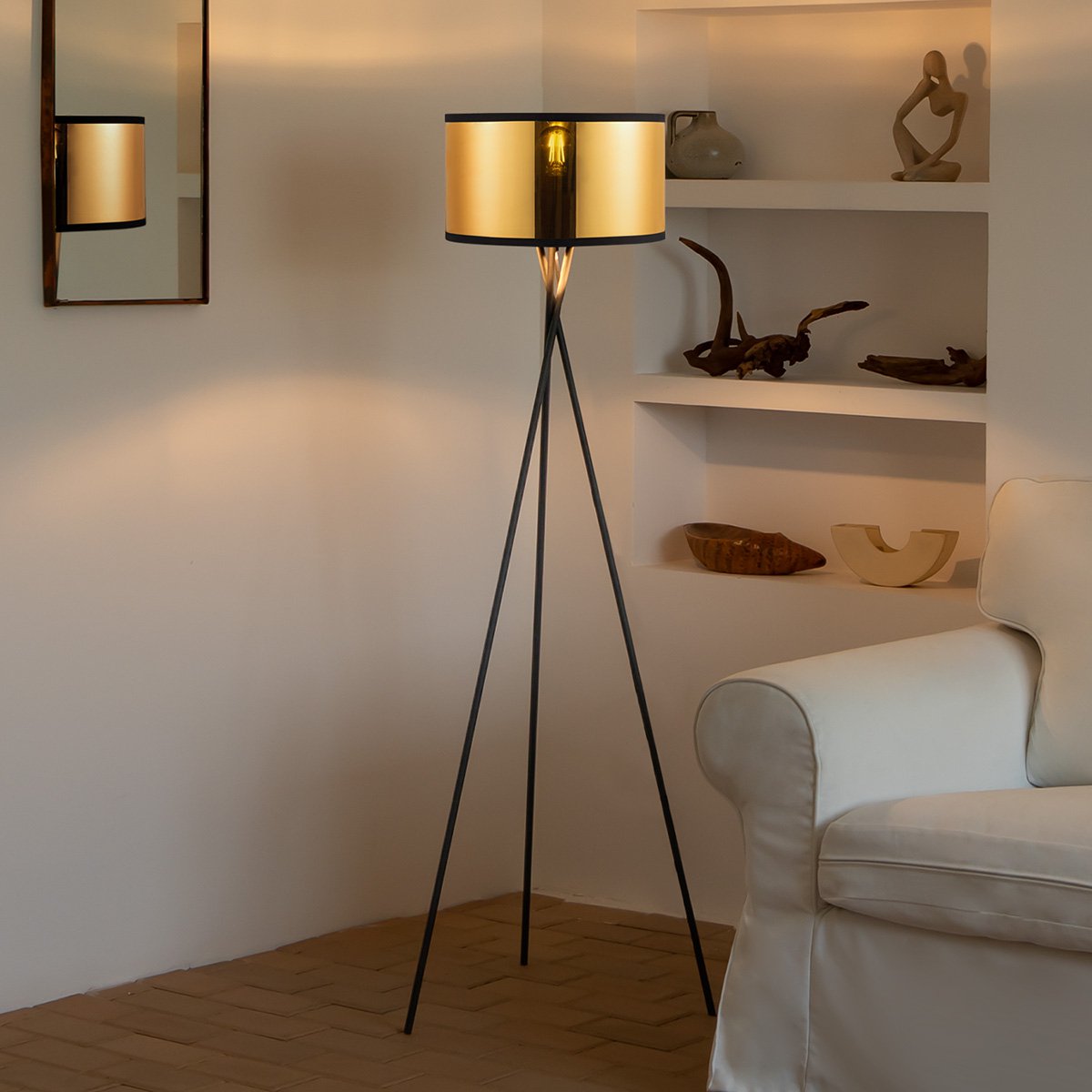 Home Sweet Home Modern Floor Lamp - Lampshade gold - 53x53x138