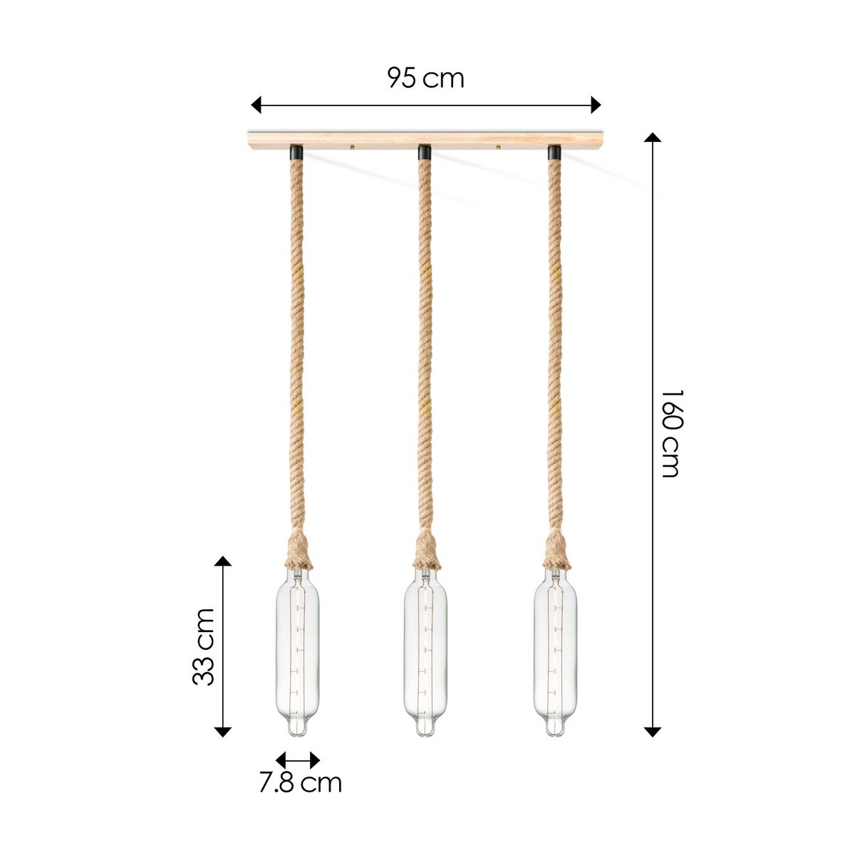 Home Sweet Home hanging lamp Leonardo Tube - 3L G78 - dimmable E27 clear