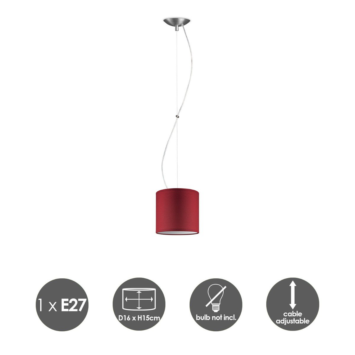 Home Sweet Home hanging lamp Deluxe with lampshade, E27, red, 16cm