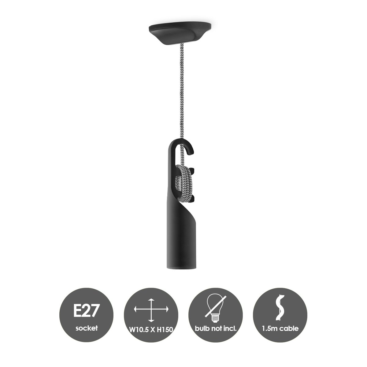 Home Sweet Home Hanging lamp Move Me - Twist Cone 5.5W 2700K black-black