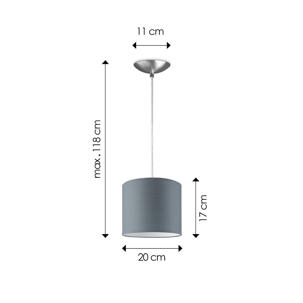 Home Sweet Home hanging lamp Bling with lampshade, E27, gray, 20cm