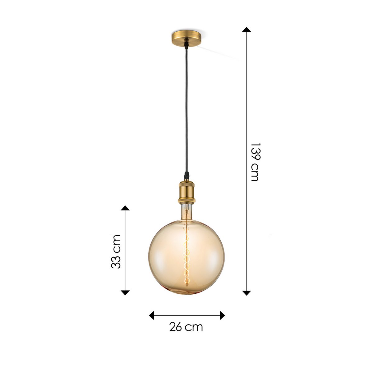 Home Sweet Home hanging lamp bronze vintage Globe - - dimmable E27 amber