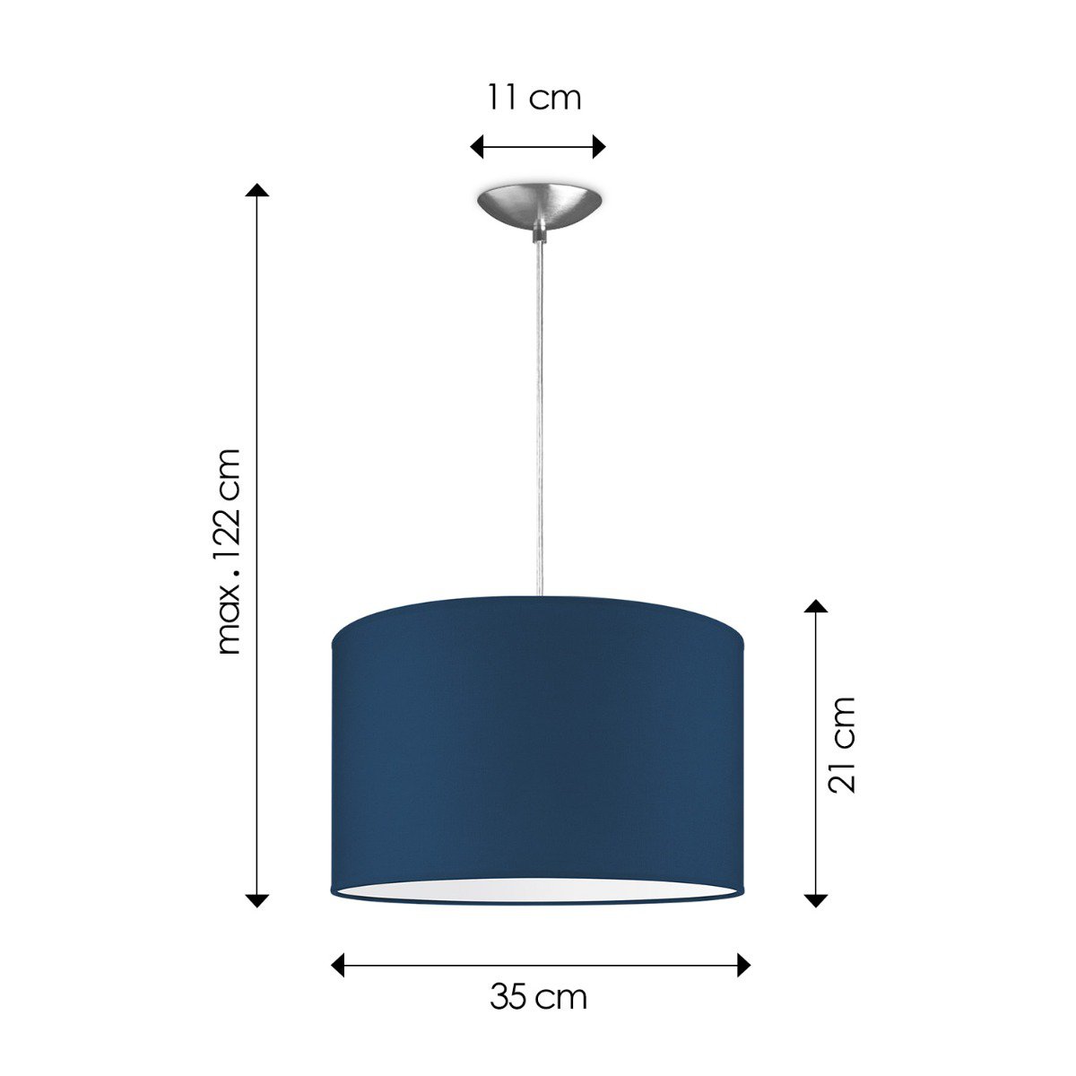 Home Sweet Home hanging lamp Bling with lampshade, E27, dark blue, 35cm