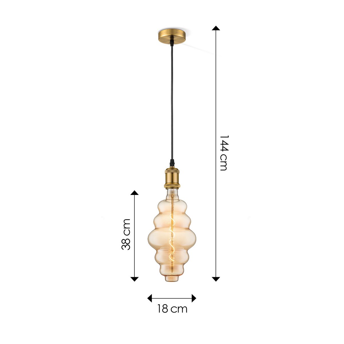 Home Sweet Home hanging lamp bronze vintage Cloud - G160 dimmable E27 amber