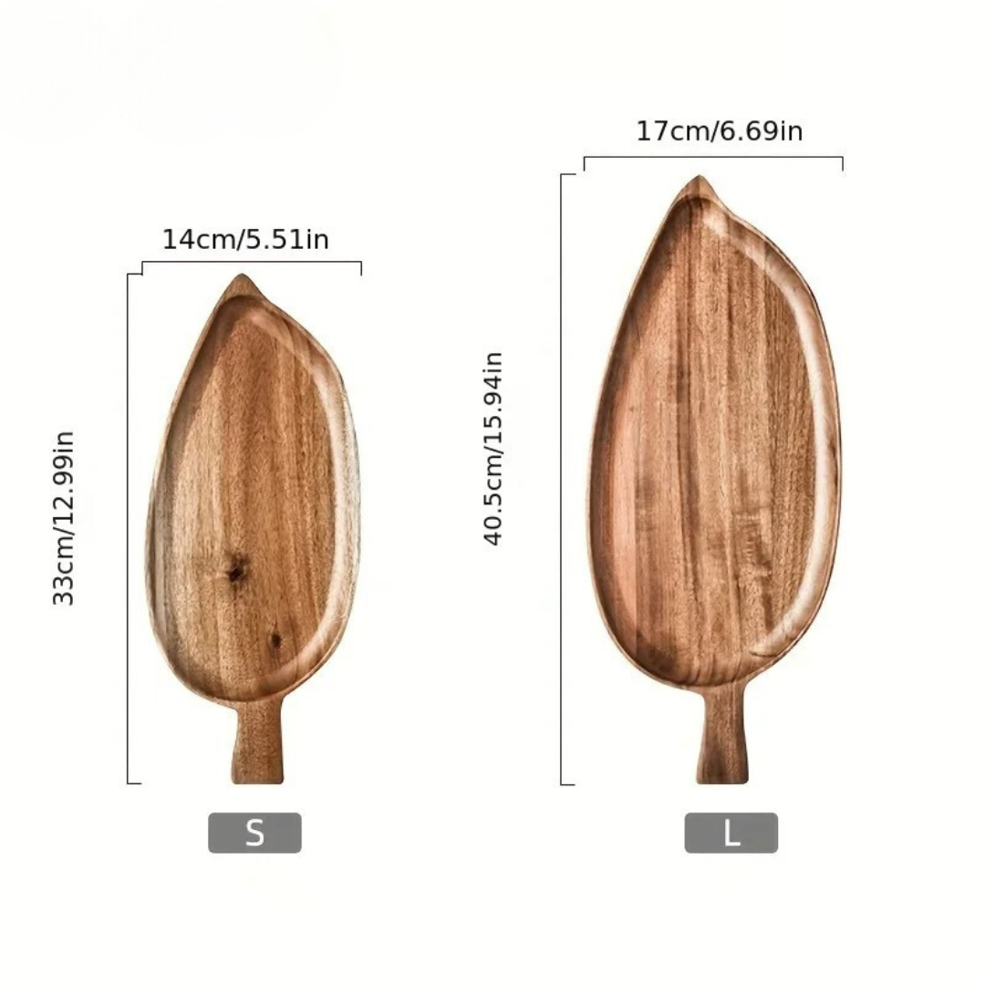 Houten Bladvormig Dienblad – Elegantie voor Dessert, Sushi en Afternoon Tea