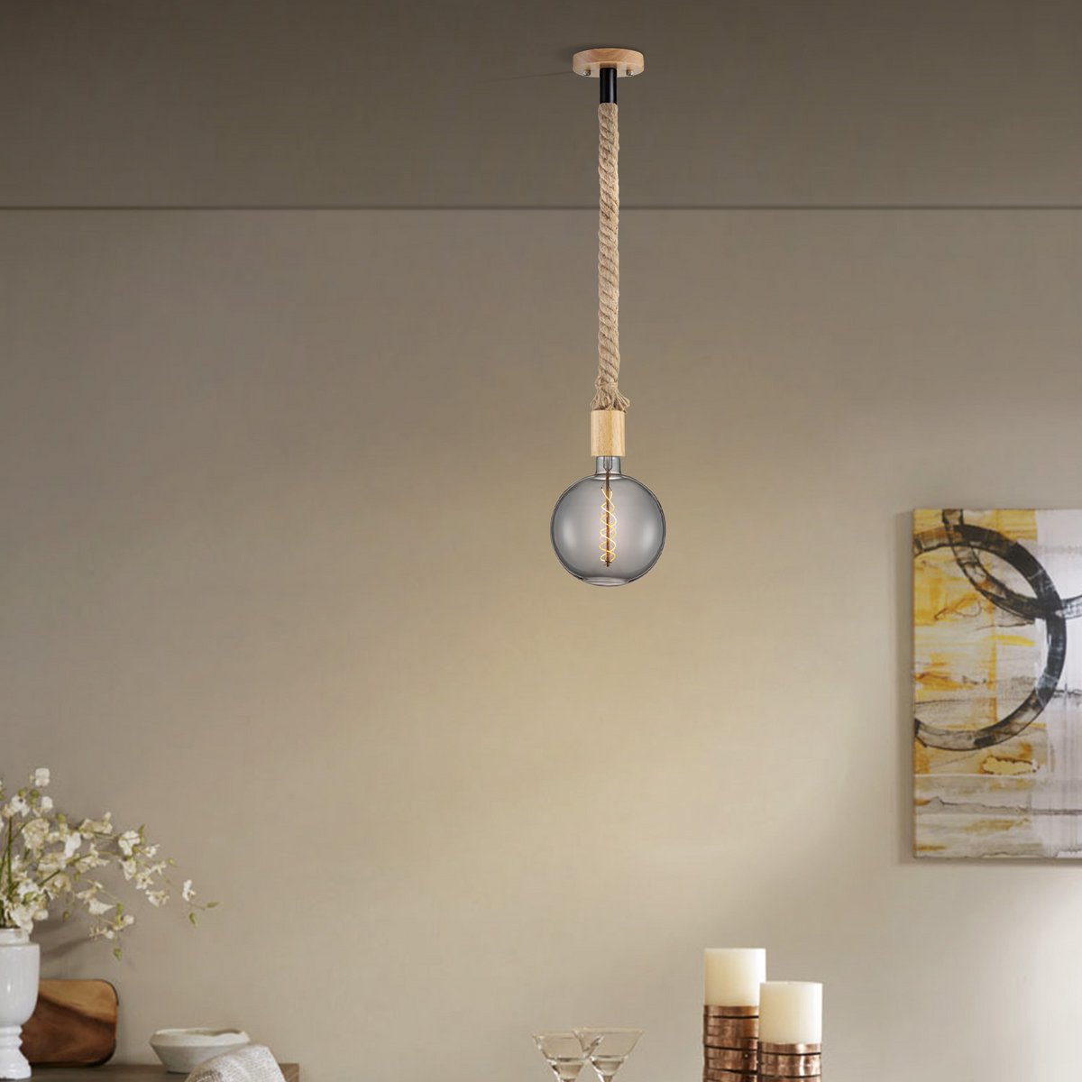 Home Sweet Home hanging lamp Leonardo - G180 - dimmable E27 smoke