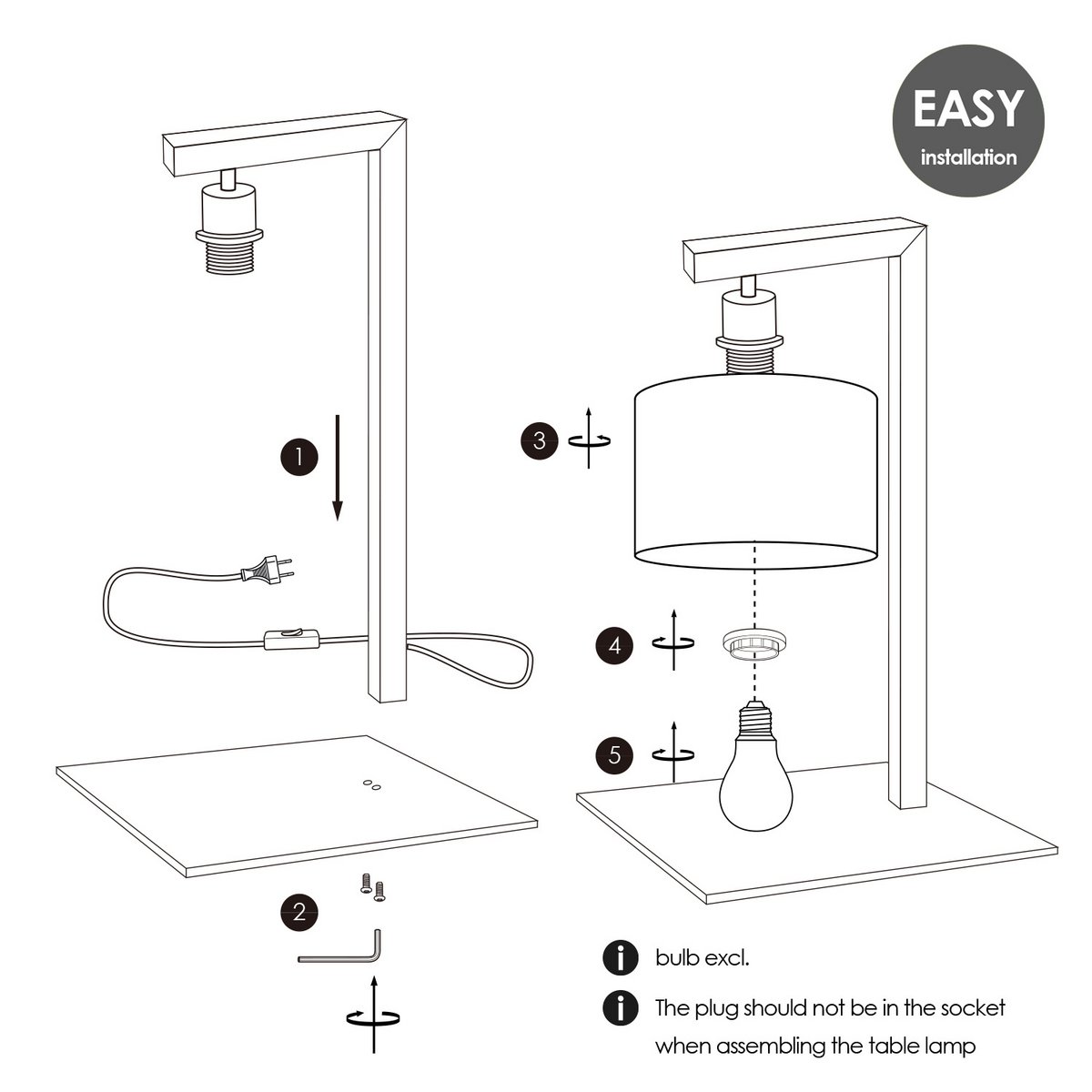 Home Sweet Home Table lamp Bling - Block, E27, anthracite, 20x20x15.5cm