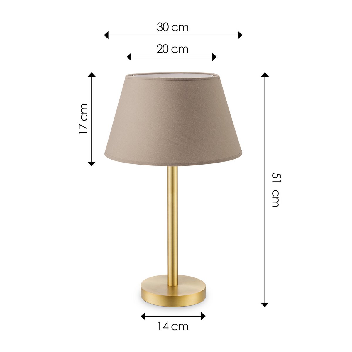 Home Sweet Home Table lamp Largo - E27 Brass taupe 30cm