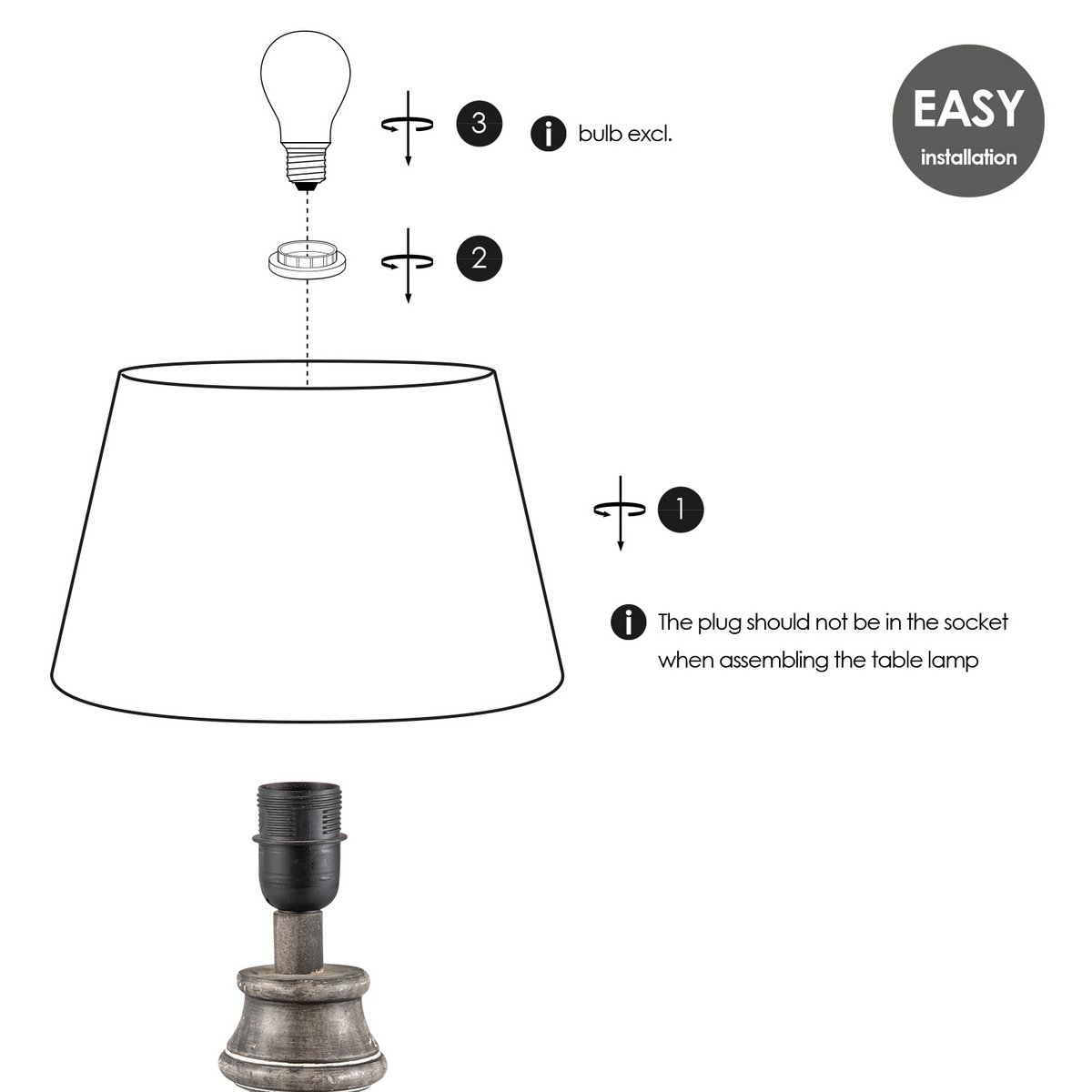 Home Sweet Home Brown Table Lamp Largo with Anthracite-colored Lampshade