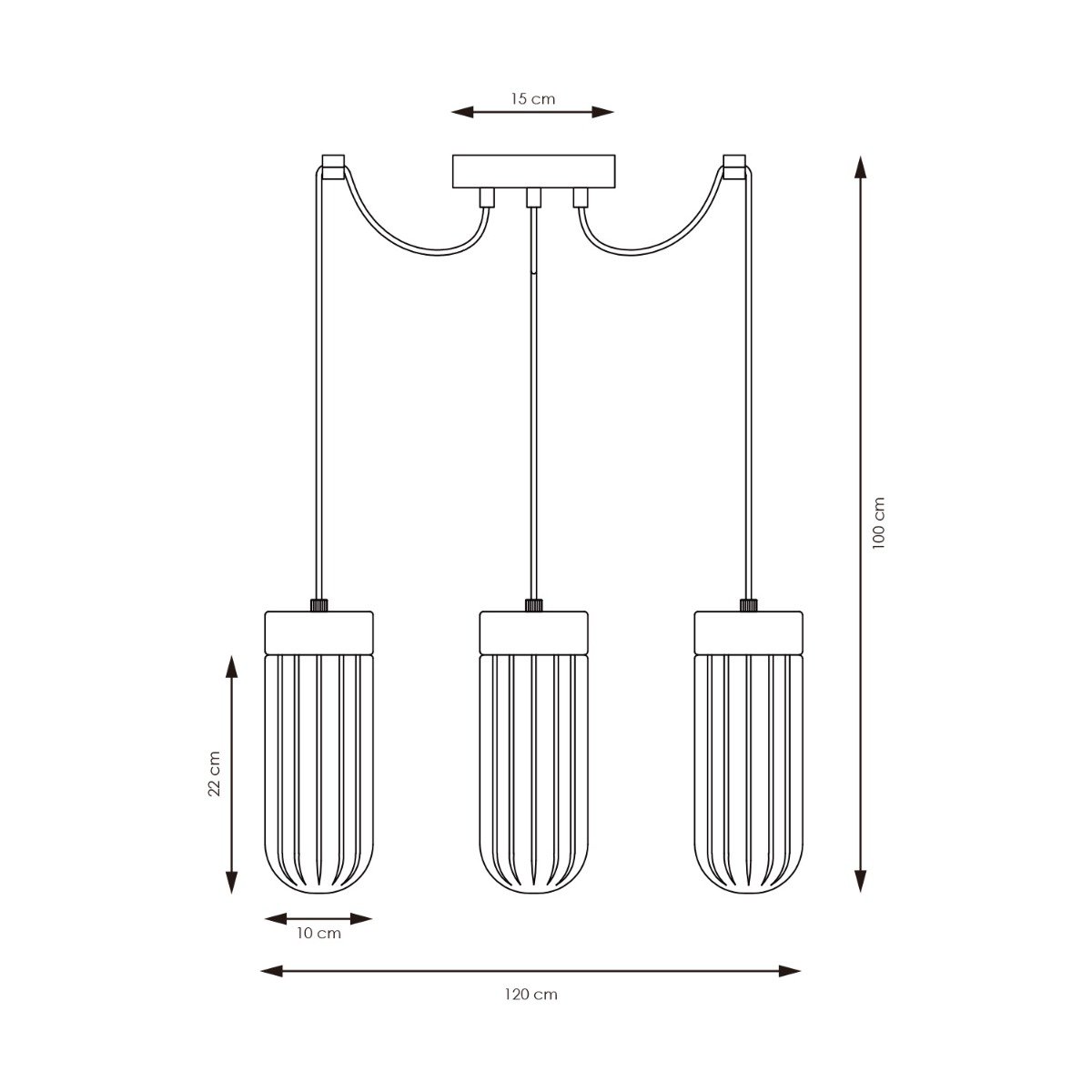 Home Sweet Home Hanging lamp Capri - smoked glass - 120x120x100cm