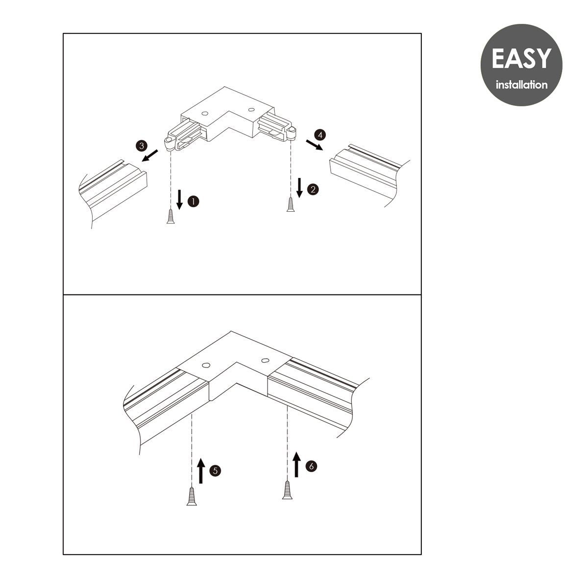 Track lighting part corner connector | 20/20/1.8cm | Black