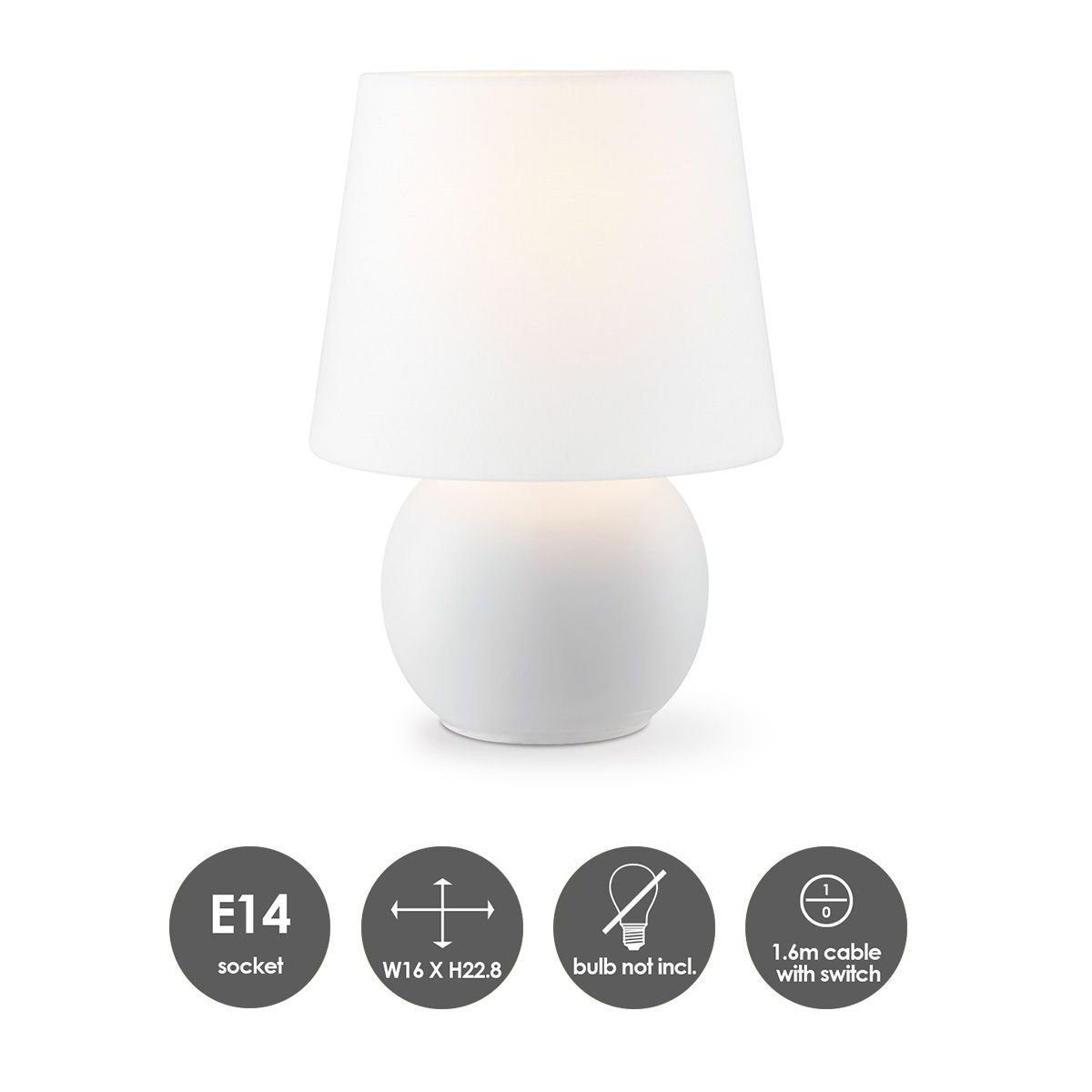 Home Sweet Home Modern Table Lamp Isla - white - 16/16/23cm - Bedside lamp