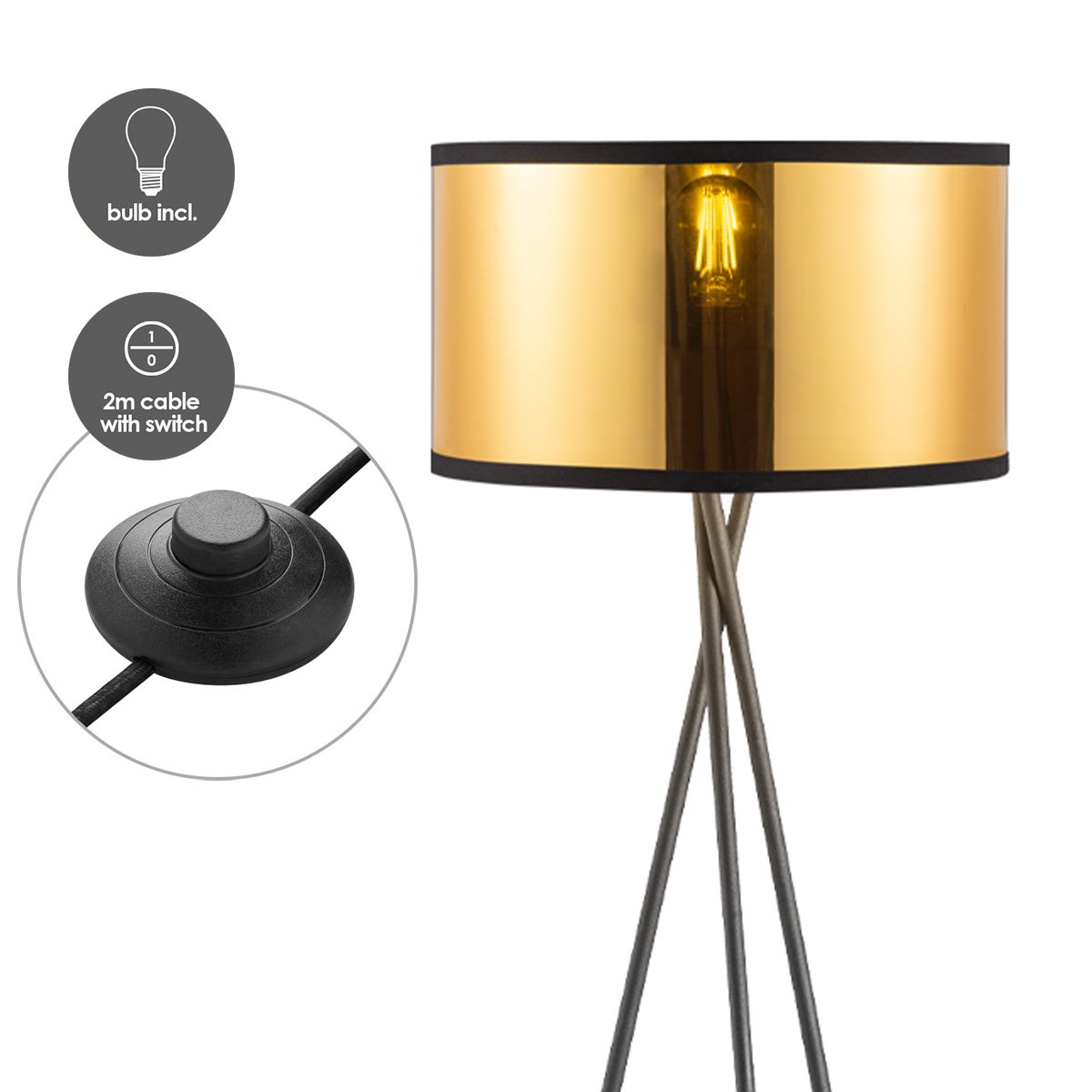 Home Sweet Home Modern Floor Lamp - Lampshade gold - 53x53x138