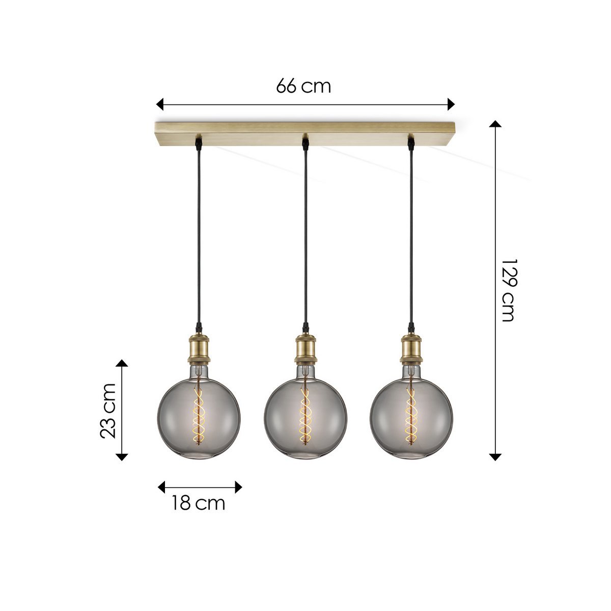 Home Sweet Home hanging lamp vintage - 3 LED lamp G180 - dimmable E27 smoke