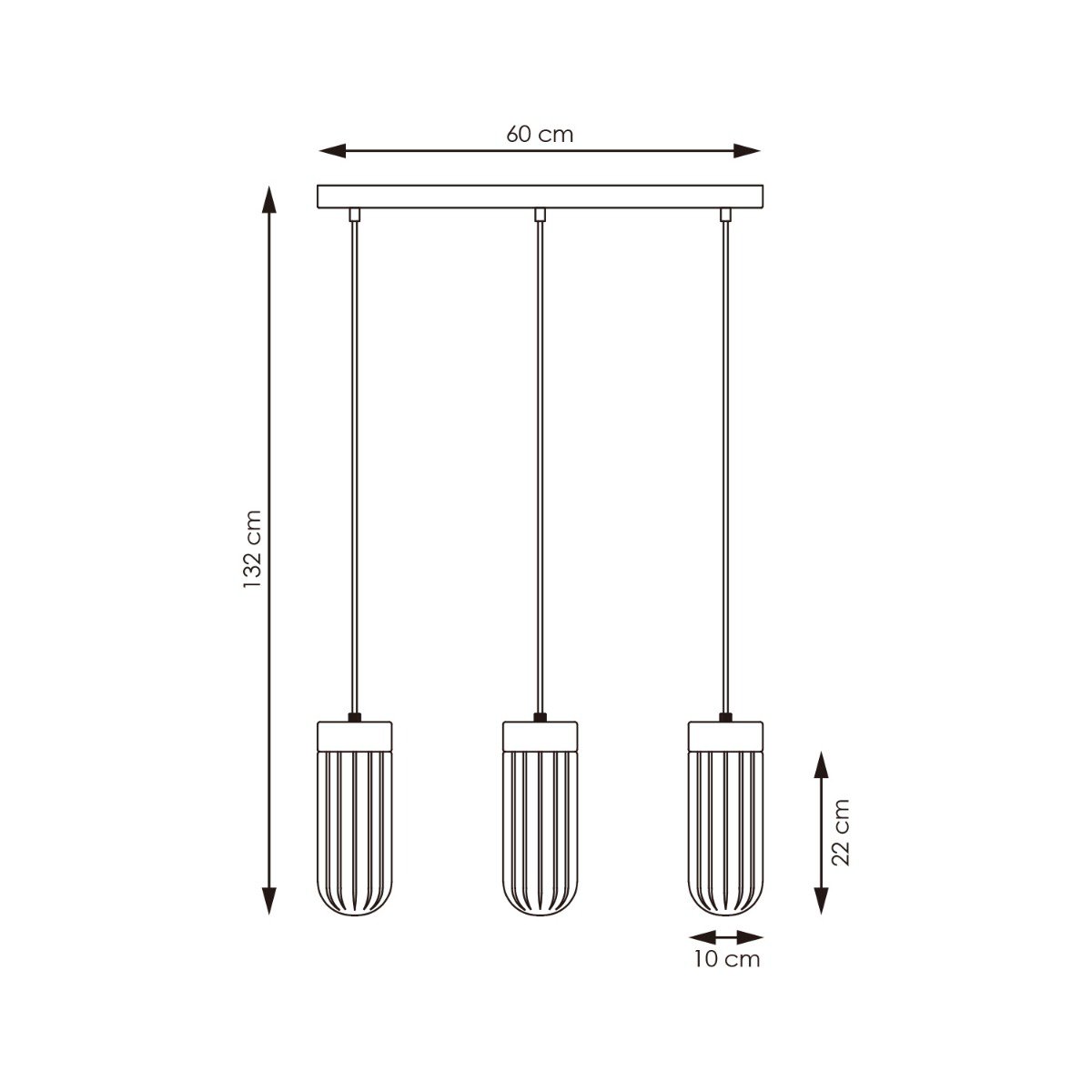 Home Sweet Home Hanging lamp Capri - smoked glass - 60x10x132cm