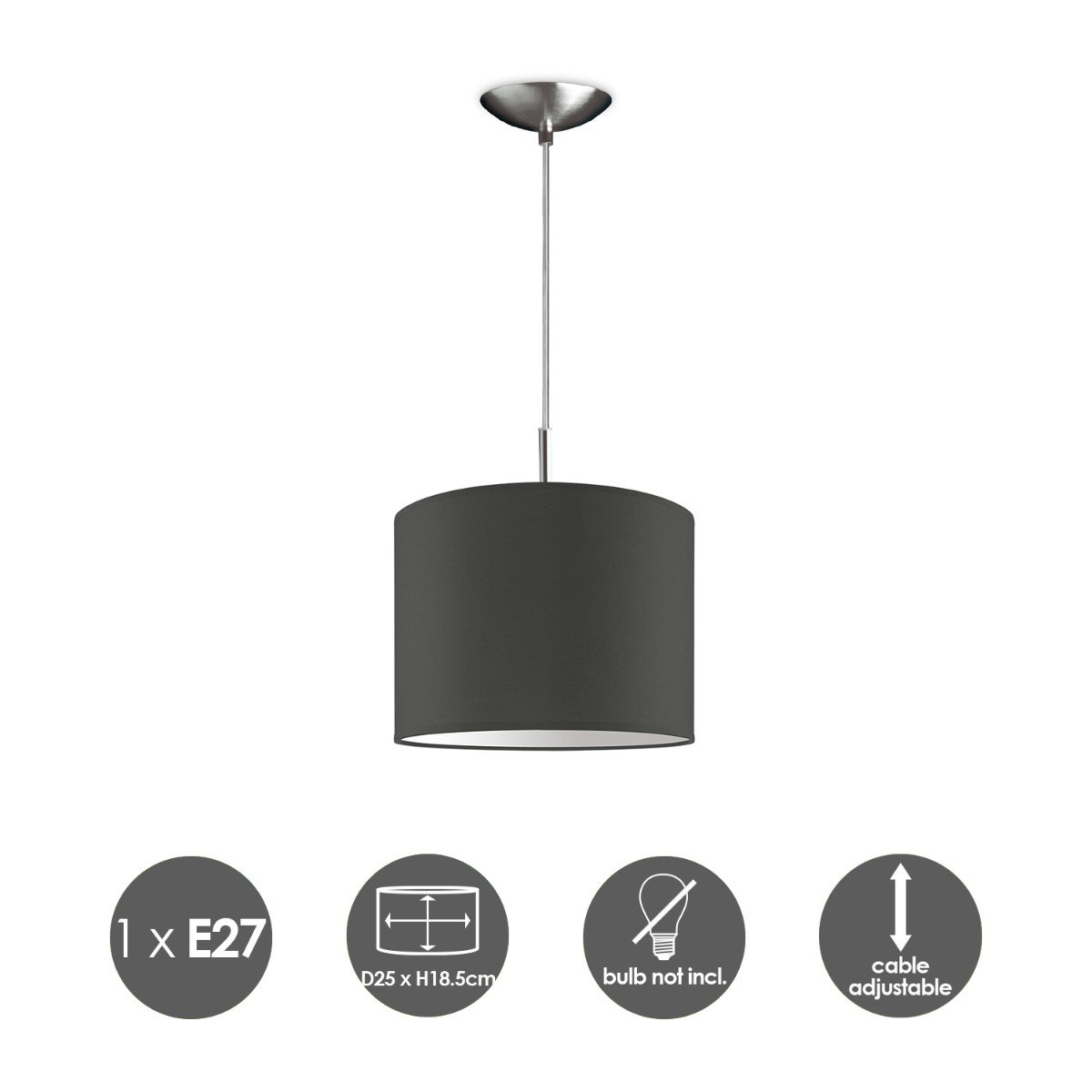 Home Sweet Home hanging lamp Tube Deluxe, E27, anthracite, 25cm