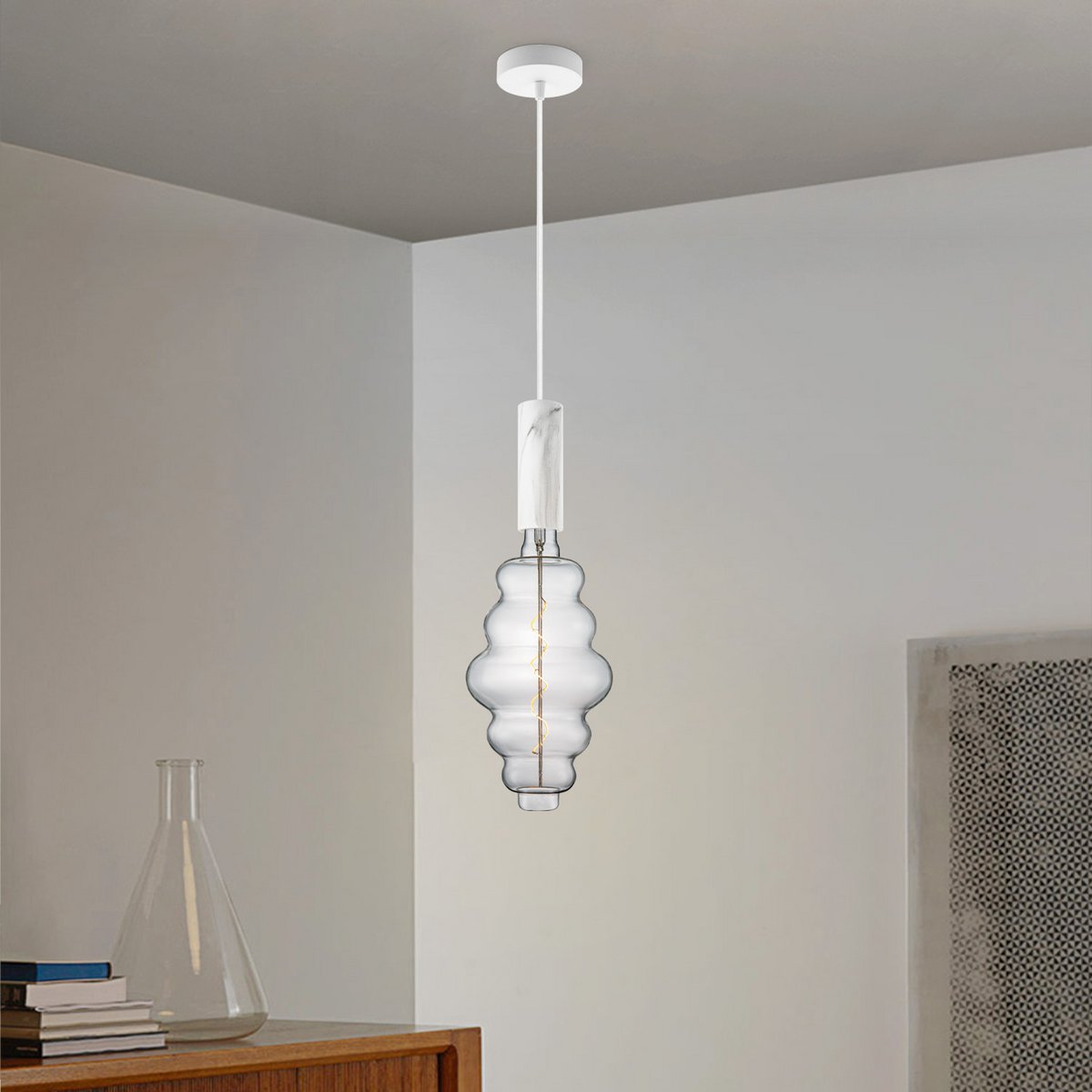 Home Sweet Home hanging lamp Marble Saga Cloud - dimmable E27 clear