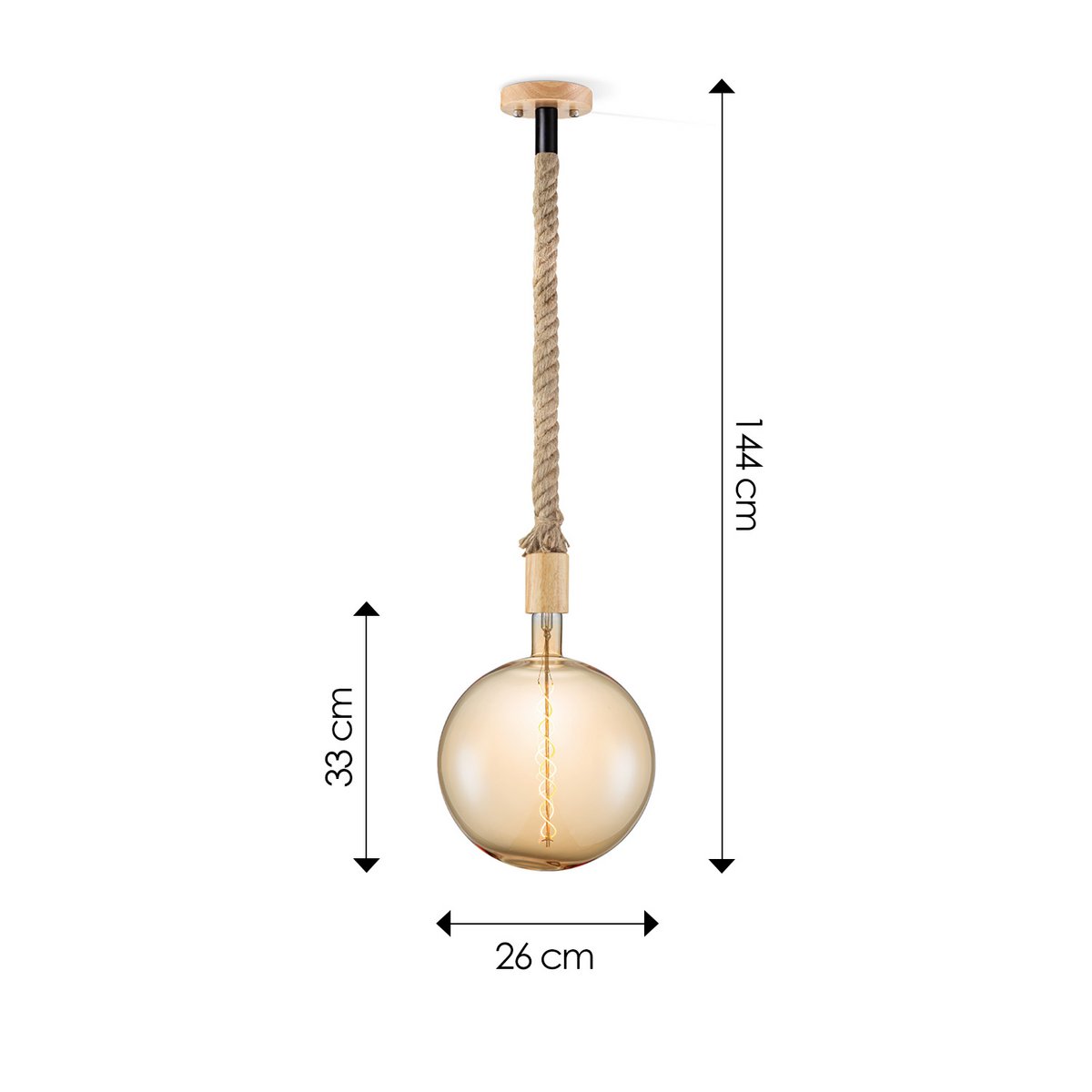 Home Sweet Home hanging lamp Leonardo Globe - - dimmable E27 amber