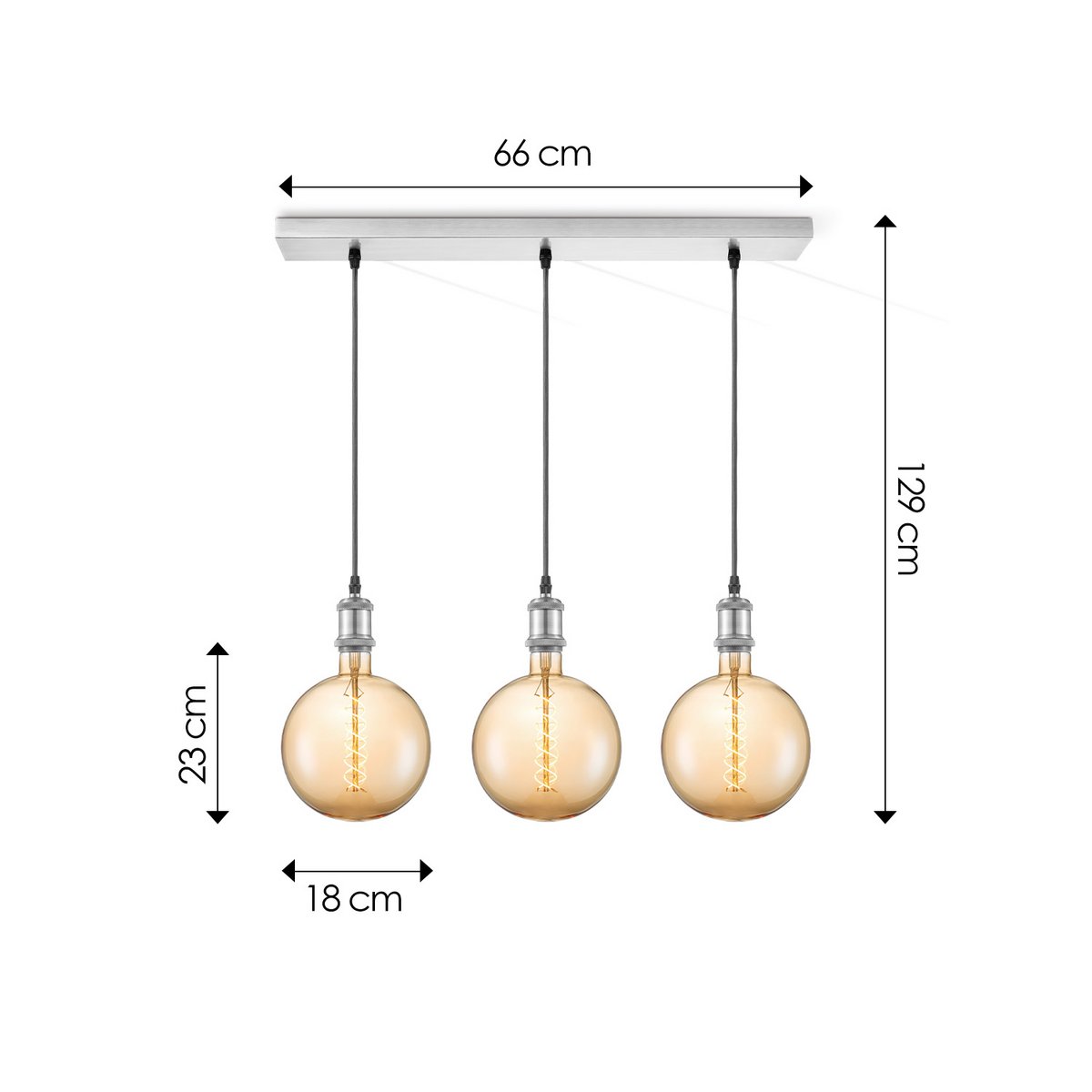 Home Sweet Home hanging lamp chrome vintage - 3 LED - dimmable E27 amber