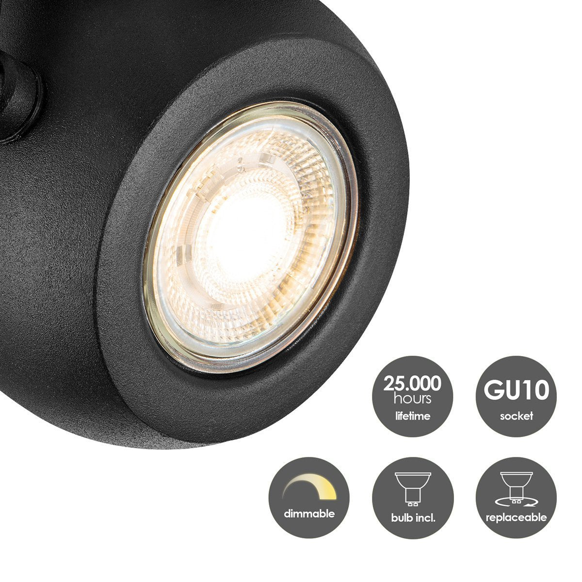 Home Sweet Home LED Surface-mounted spotlight Nop - incl. dimmable LED lamp - black