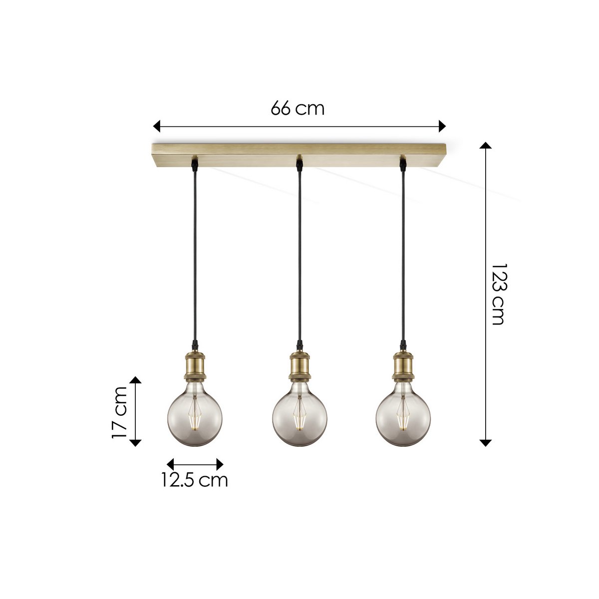 Home Sweet Home hanging lamp vintage - 3 LED lamp G95 - dimmable E27 smoke