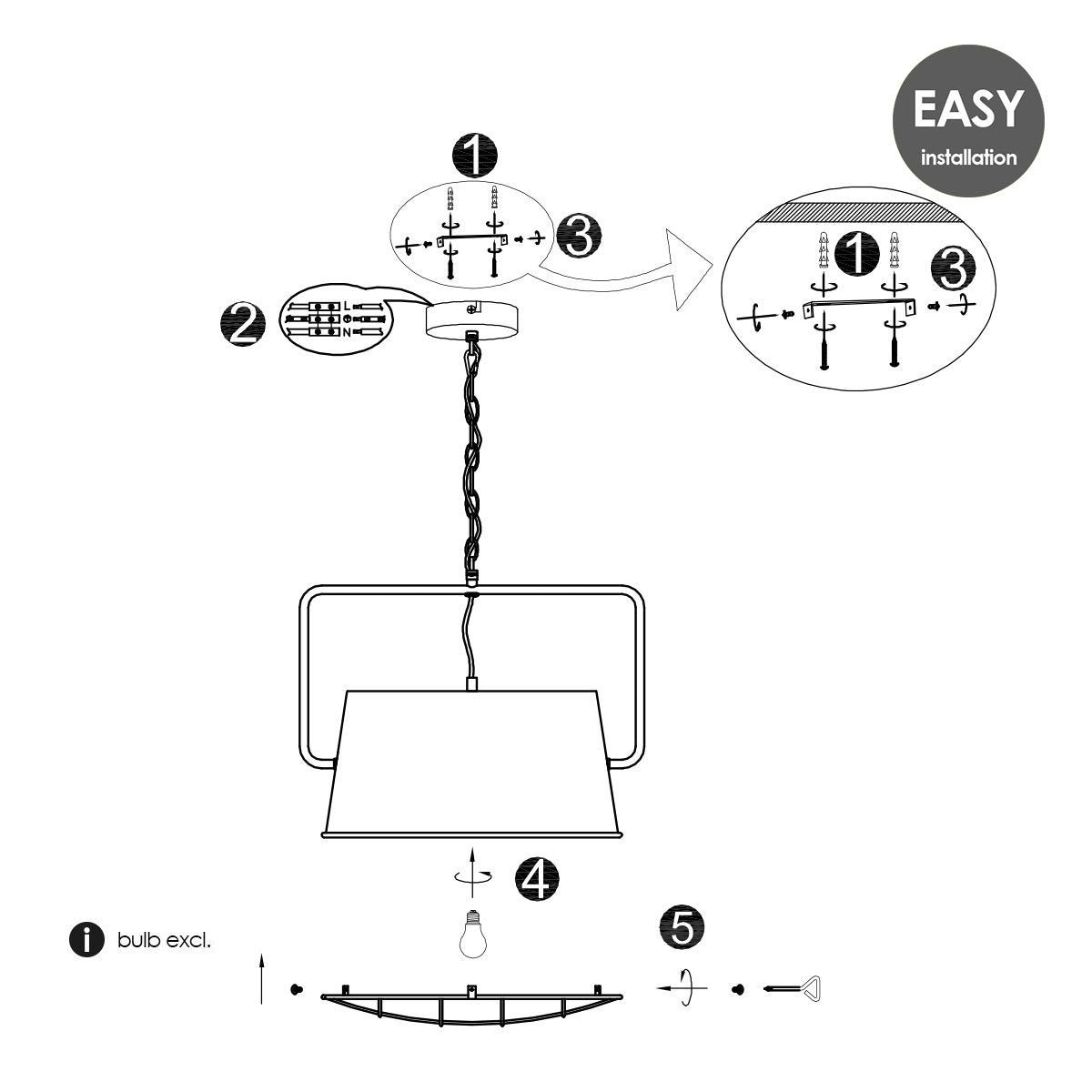 Home Sweet Home Hanging lamp Clemento - Concrete - 41x41x145cm