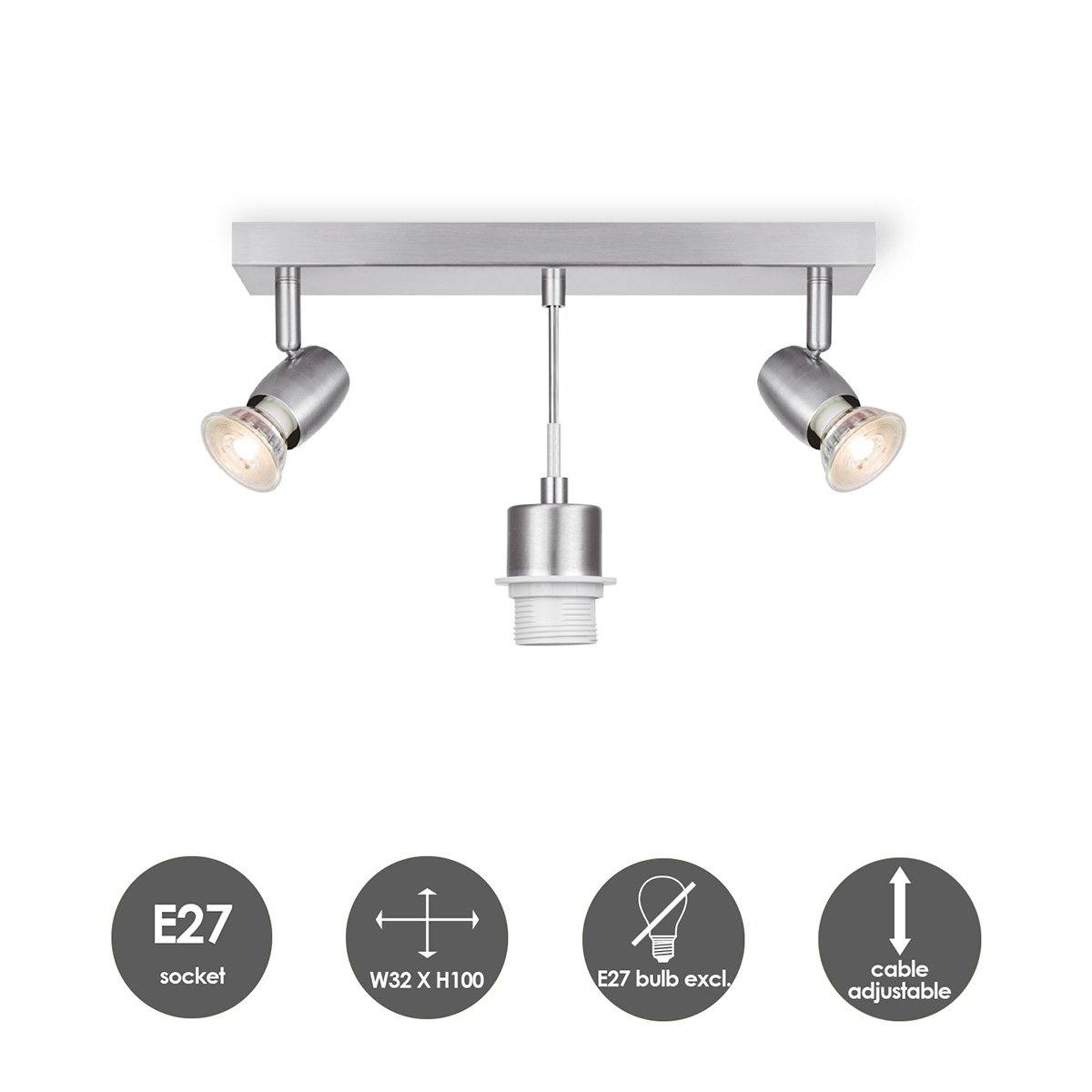 Home Sweet Home Classic 3L Lighting Pendant Oya Brushed Steel