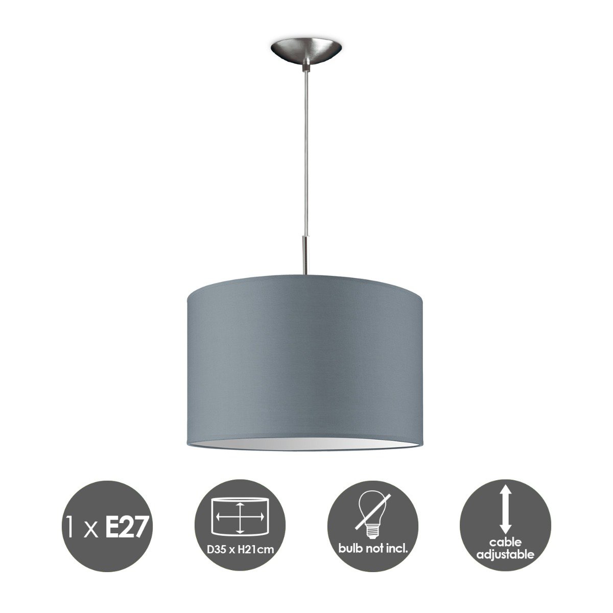 Home Sweet Home hanging lamp Tube Deluxe, E27, gray, 35cm