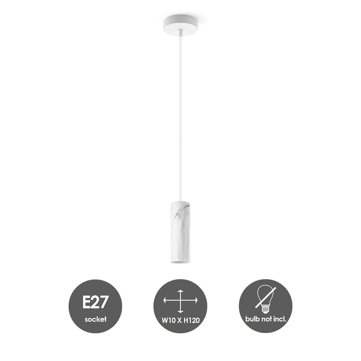 Home Sweet Home Hanging lamp Saga - White - 10x10x120cm