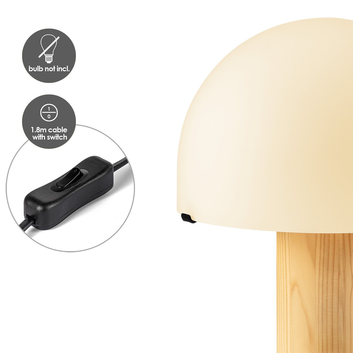 Home Sweet Home Rural Table Lamp Mushroom - White - 23/23/28cm