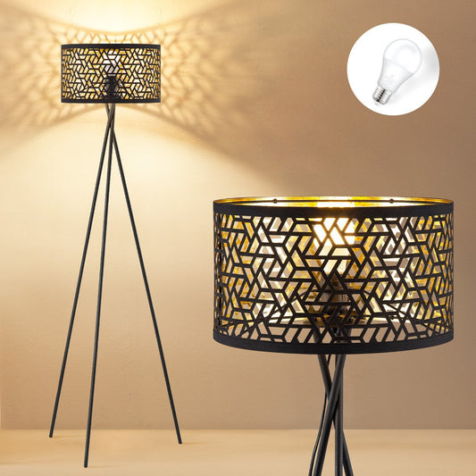 Home Sweet Home Modern Floor Lamp - Lampshade black gold - 53x53x138