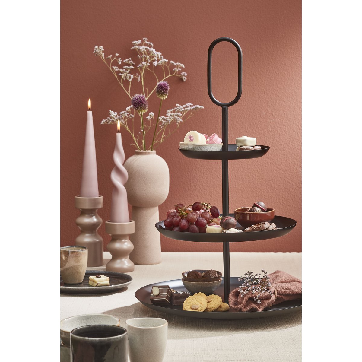 Rama Etagère 3-Tier - H55 x Ø38 cm - Metal - Black