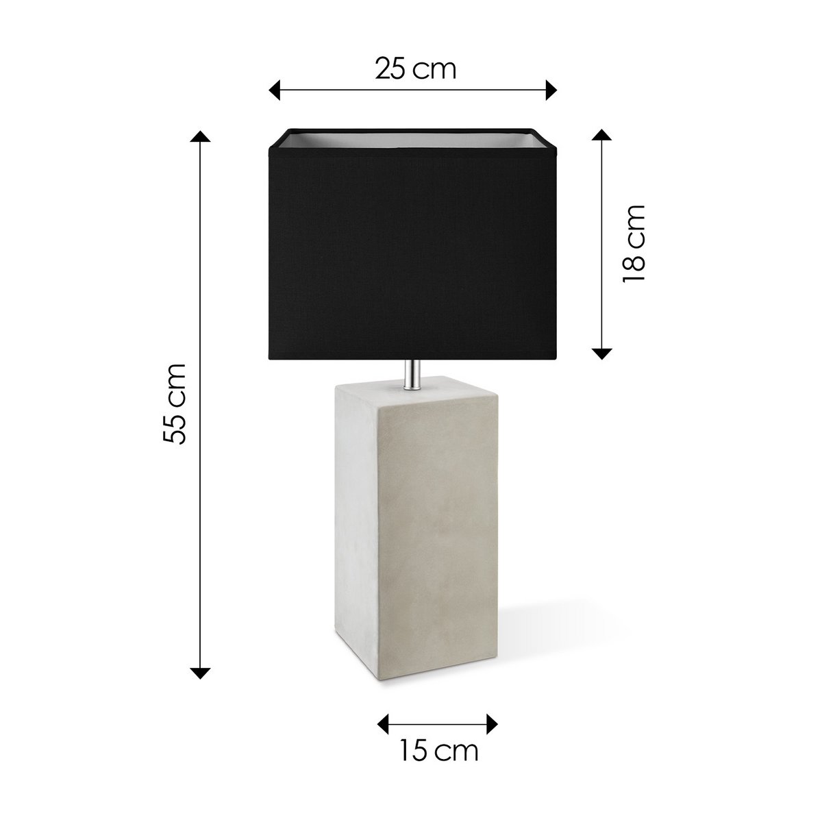 Home Sweet Home Table Lamp Block - Pillar Concrete Base Lampshade black