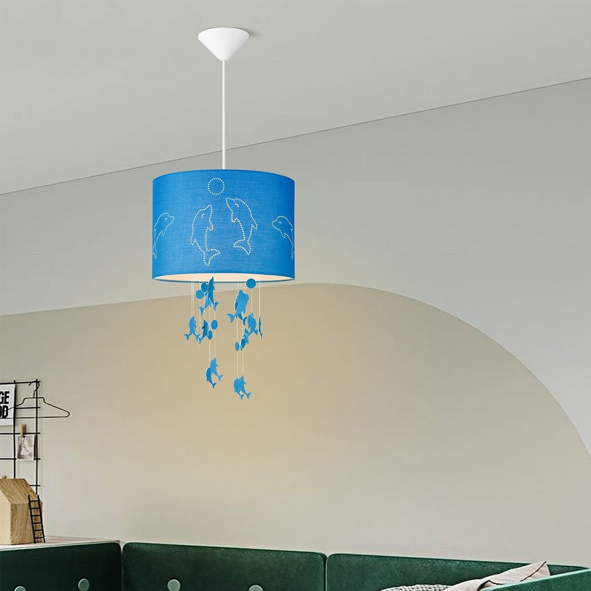 Home Sweet Home Lampshade Kids Dolphins blue - W:30xD:30xH:20cm