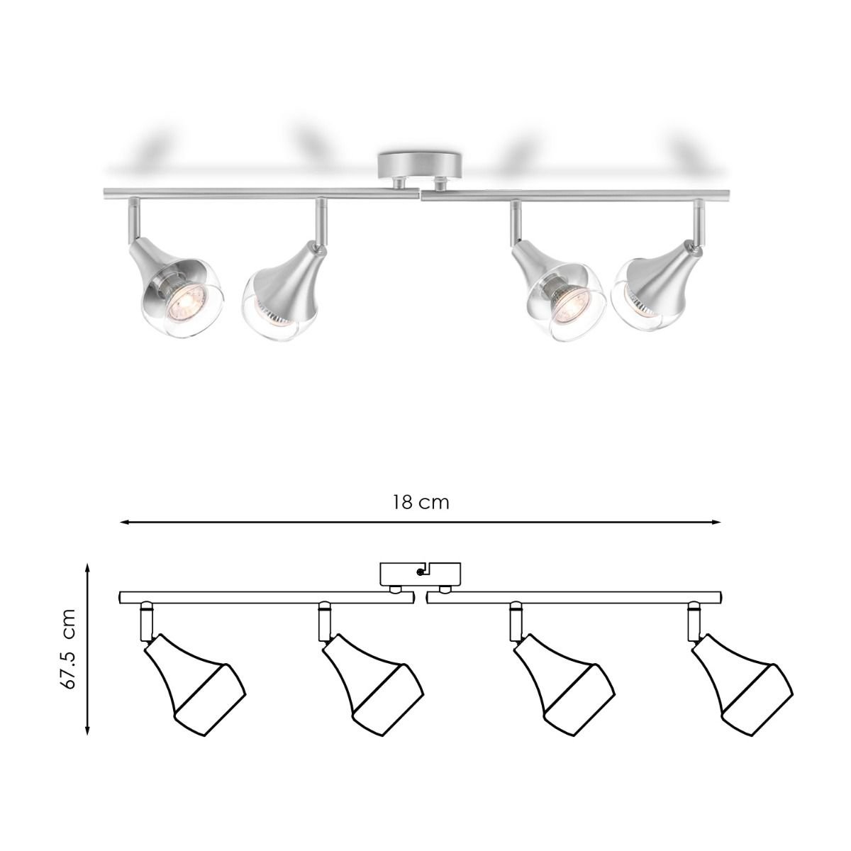 Home Sweet Home LED Surface-mounted spotlight Vaya 4 - incl. dimmable LED lamp - steel