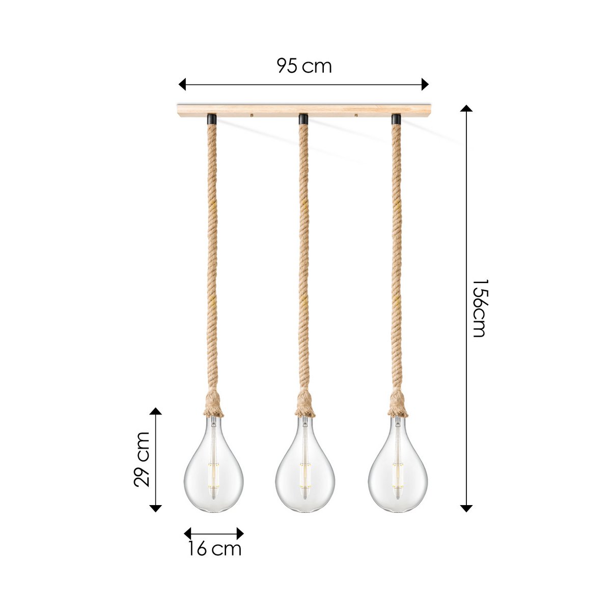 Home Sweet Home hanging lamp Leonardo Pear - 3L G160 - dimmable E27 clear