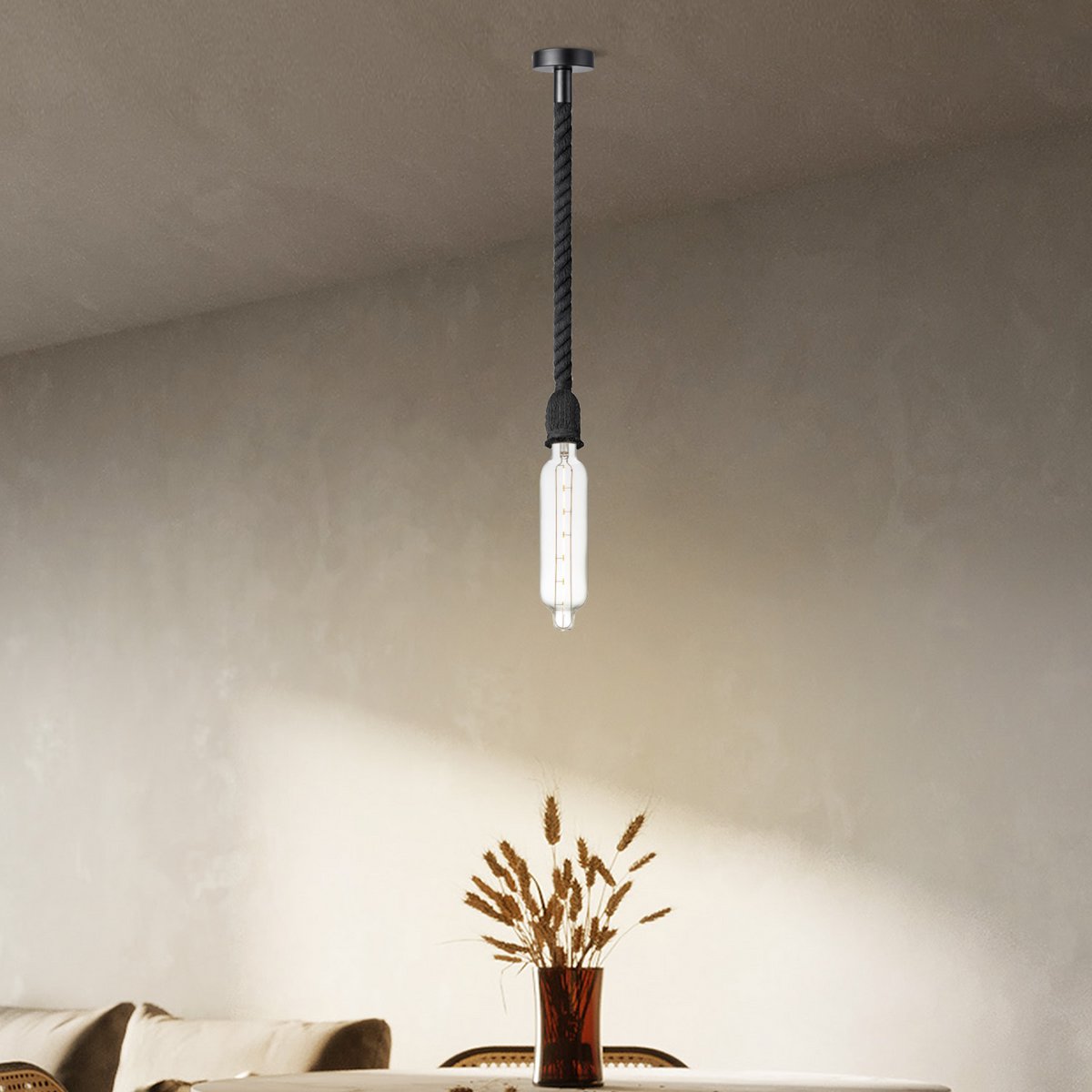 Home Sweet Home hanging lamp black Leonardo Tube G78 dimmable E27 clear