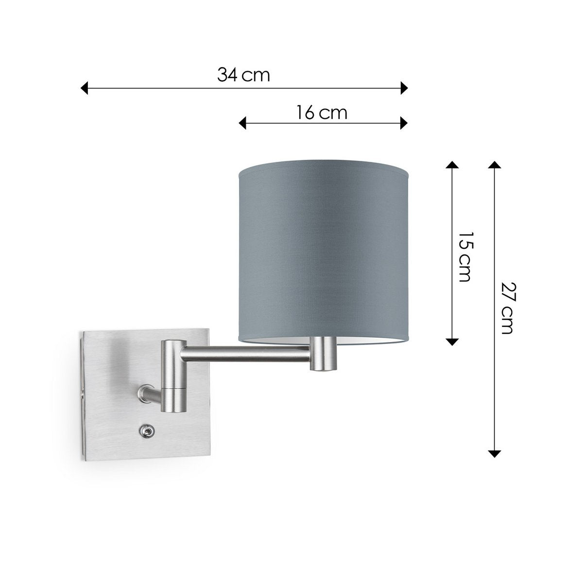 Home Sweet Home Wall Lamp - Swing, E27, gray Lampshade 16x15cm