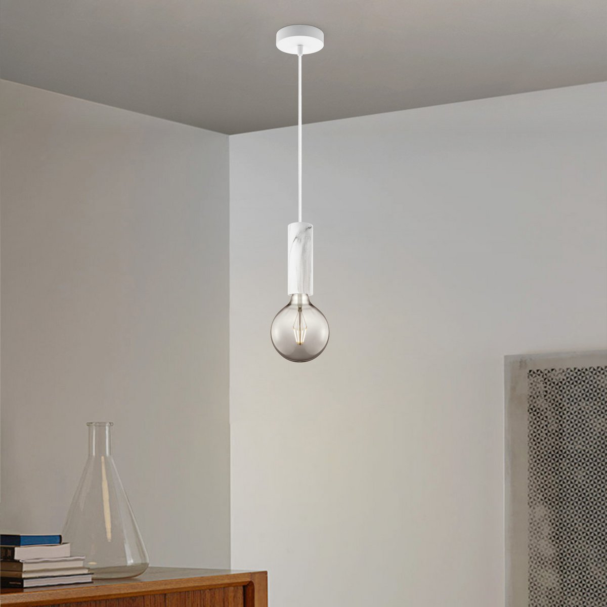 Home Sweet Home hanging lamp Marble Saga - G95 - dimmable E27 smoke