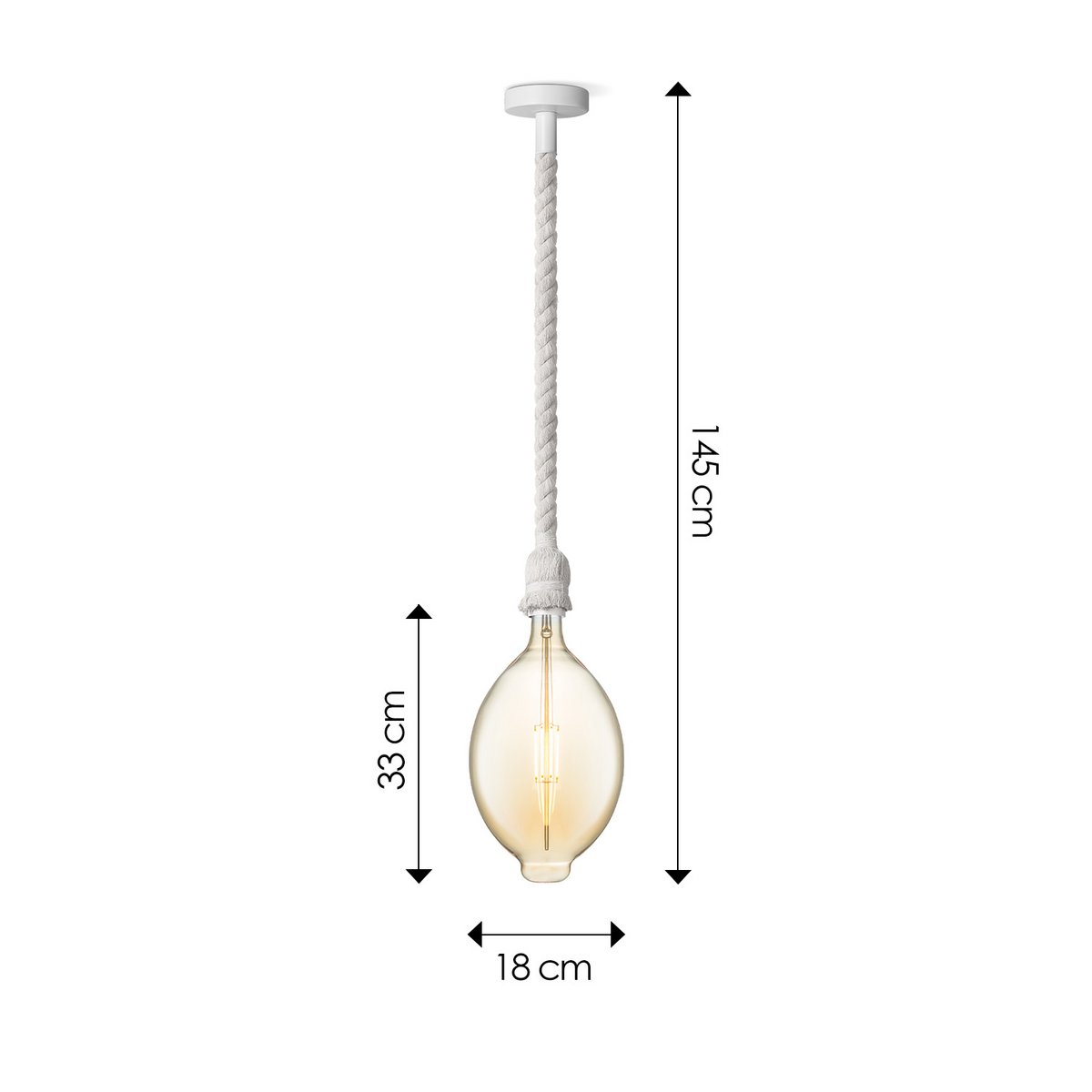 Home Sweet Home hanging lamp white Leonardo Oval - G125 - dimmable E27 amber