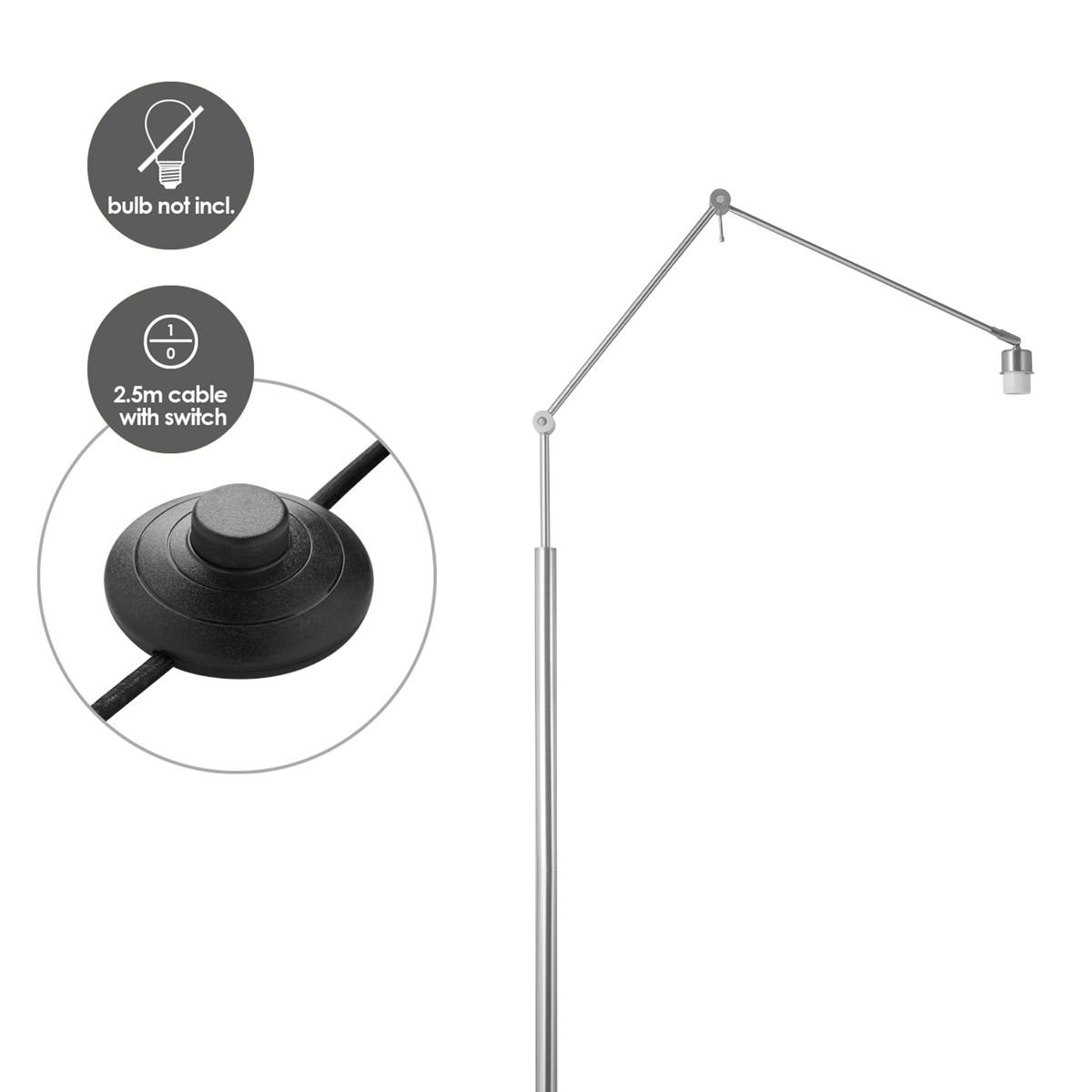 Home Sweet Home floor lamp base Shift 80/35/160 - Brushed steel