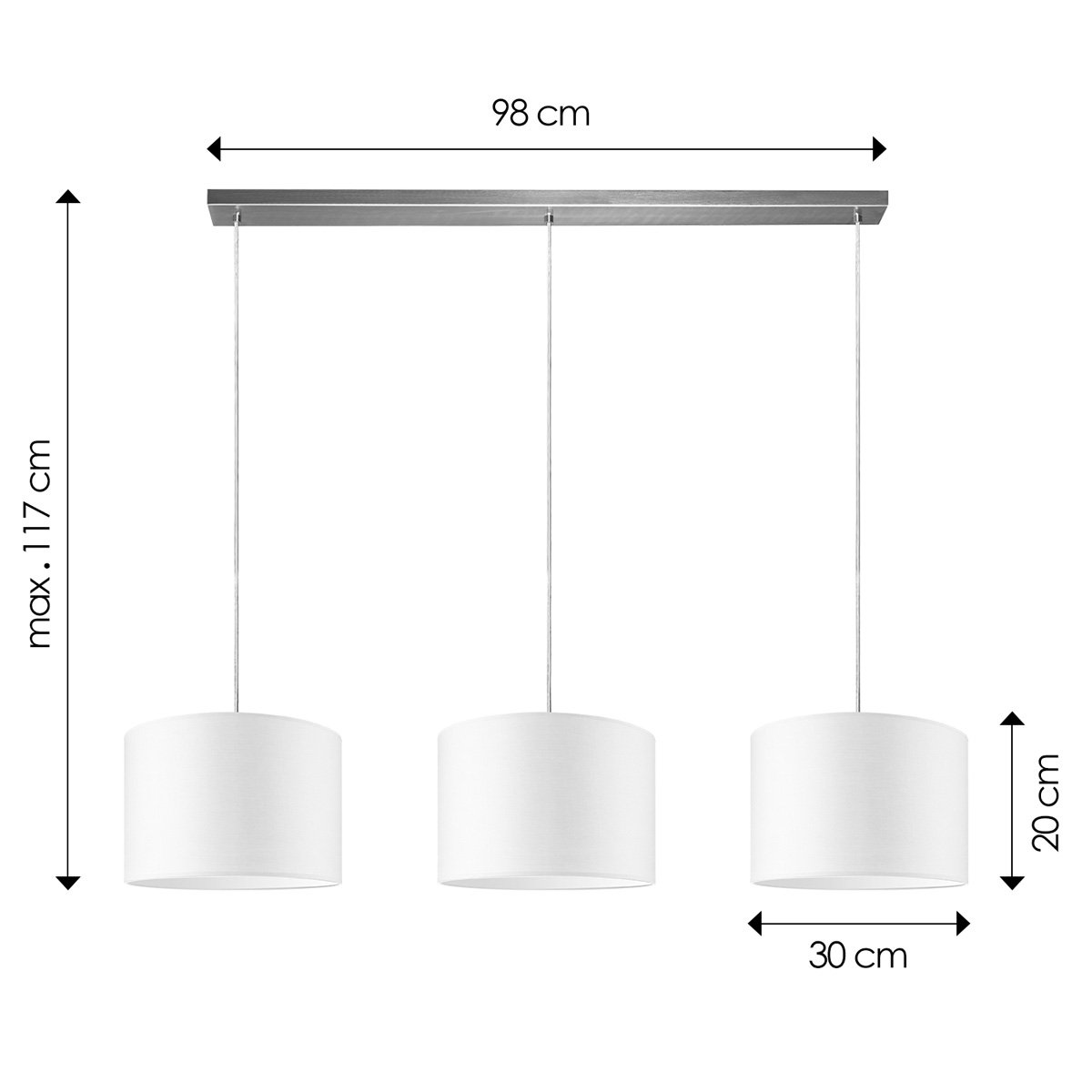 Home Sweet Home hanging lamp Beam 3L, E27, white Lampshade, 30cm