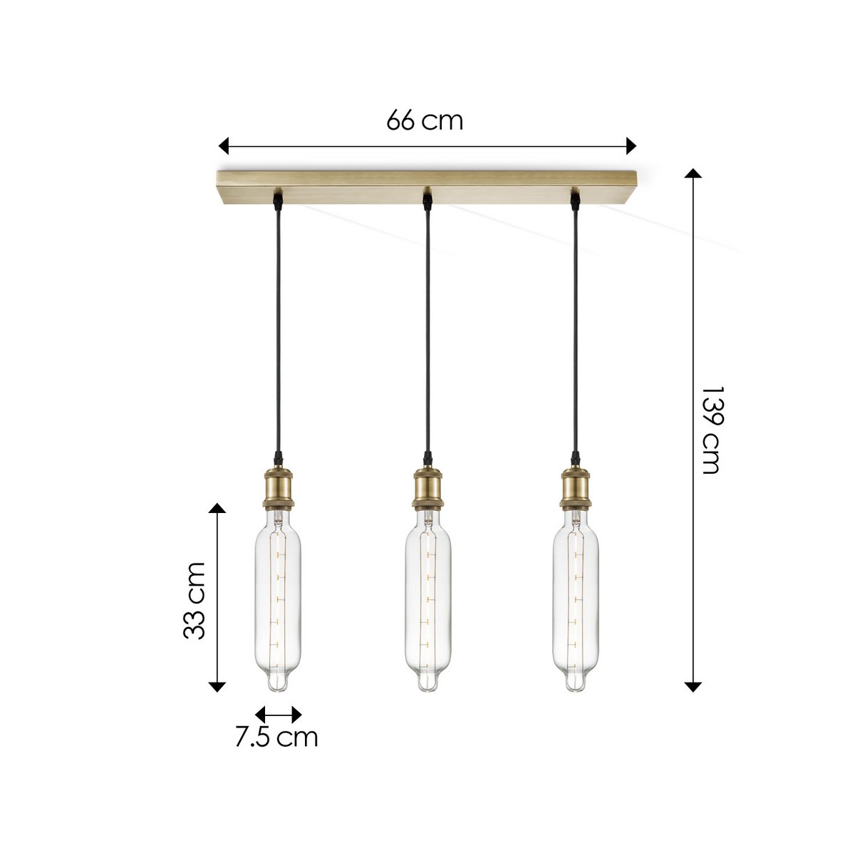 Home Sweet Home hanging lamp vintage Tube LED 3L G78 dimmable E27 clear