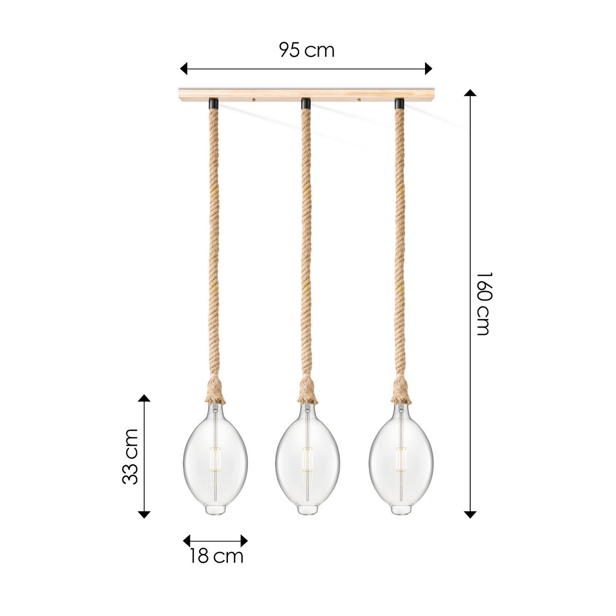 Home Sweet Home hanging lamp Leonardo Oval - 3L G180 - dimmable E27 clear