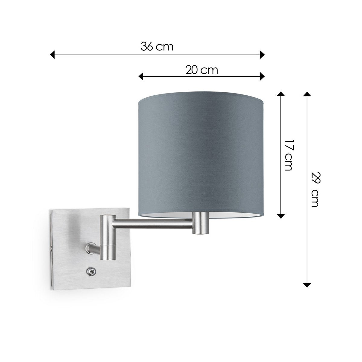 Home Sweet Home Wall Lamp - Swing, E27, gray Lampshade 20x17cm