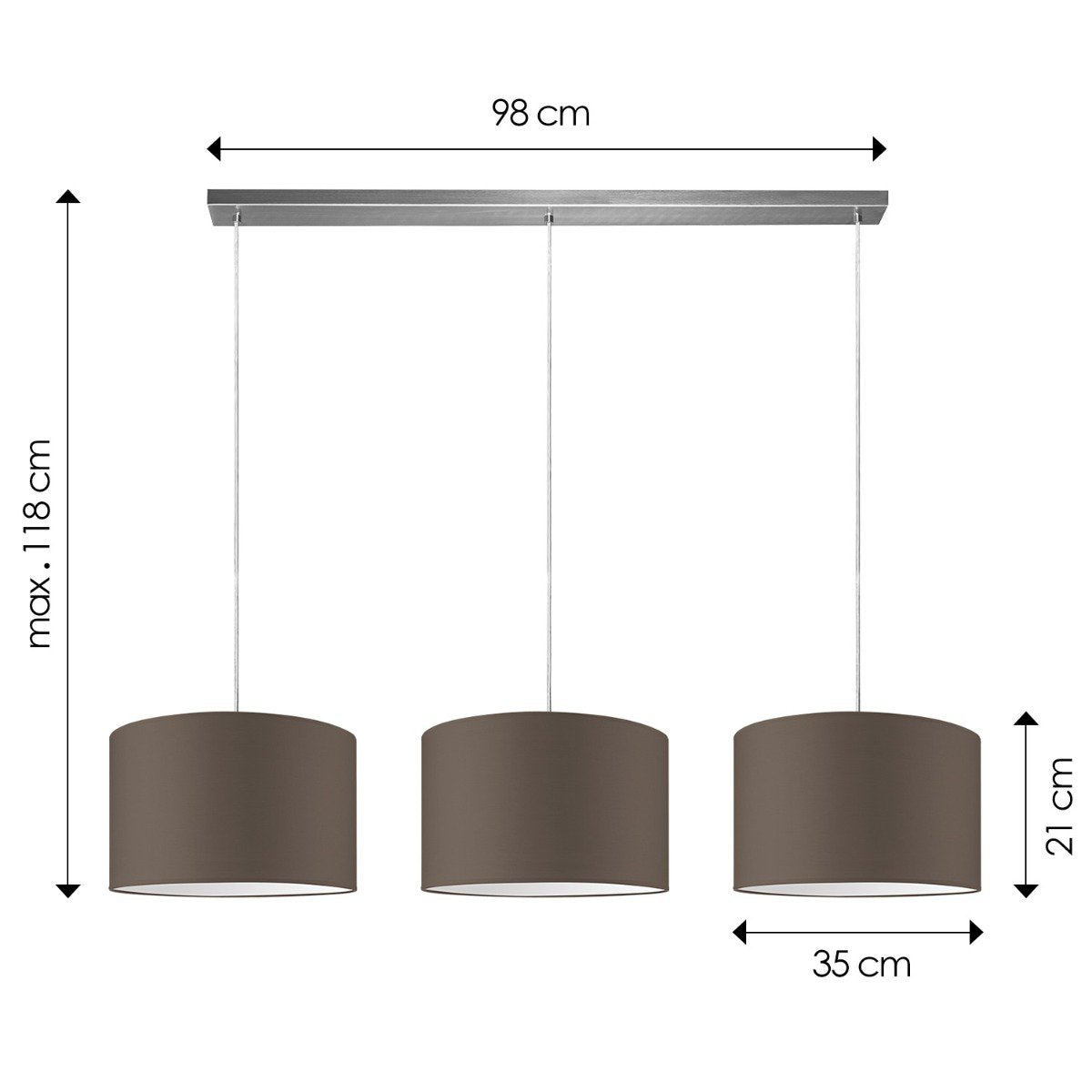 Home Sweet Home hanging lamp Beam 3L, E27, taupe Lampshade, 35cm