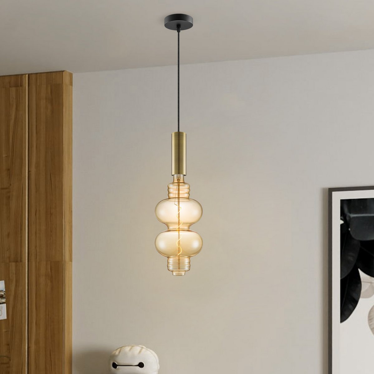 Home Sweet Home hanging lamp bronze Saga Diabolo - G180 dimmable E27 amber