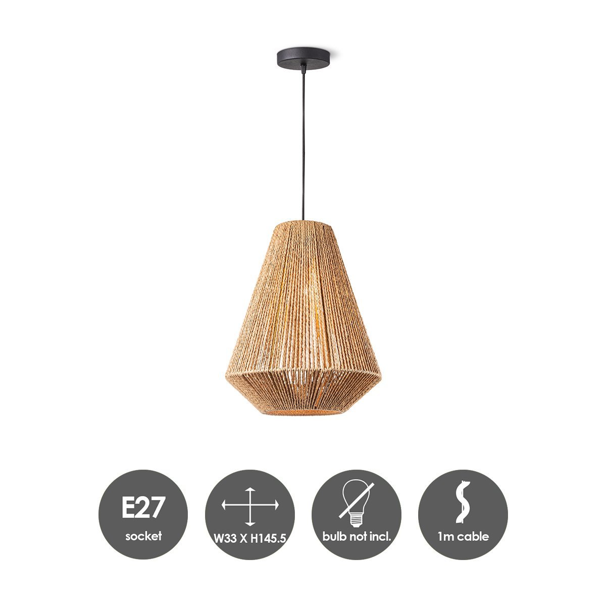 Home Sweet Home Hanging lamp Vela - wood - 33x33x146cm