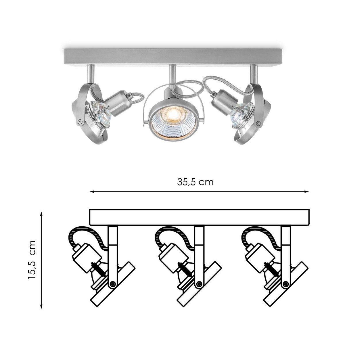 Home Sweet Home LED Surface-mounted spotlight Yaya 3 - dimmable - brushed steel