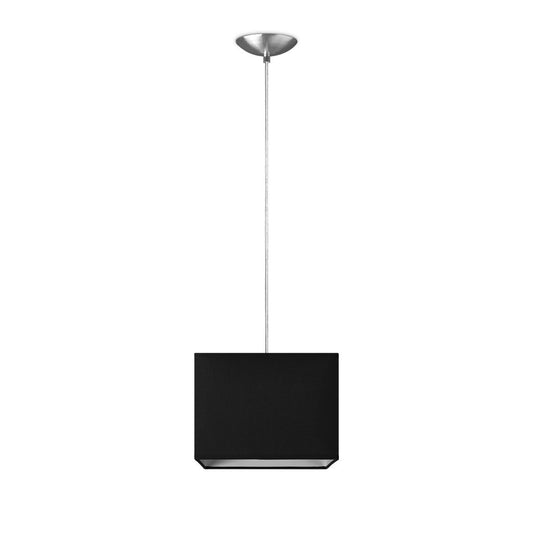 Home Sweet Home hanging lamp Block with lampshade, E27, black, 20 x 20cm